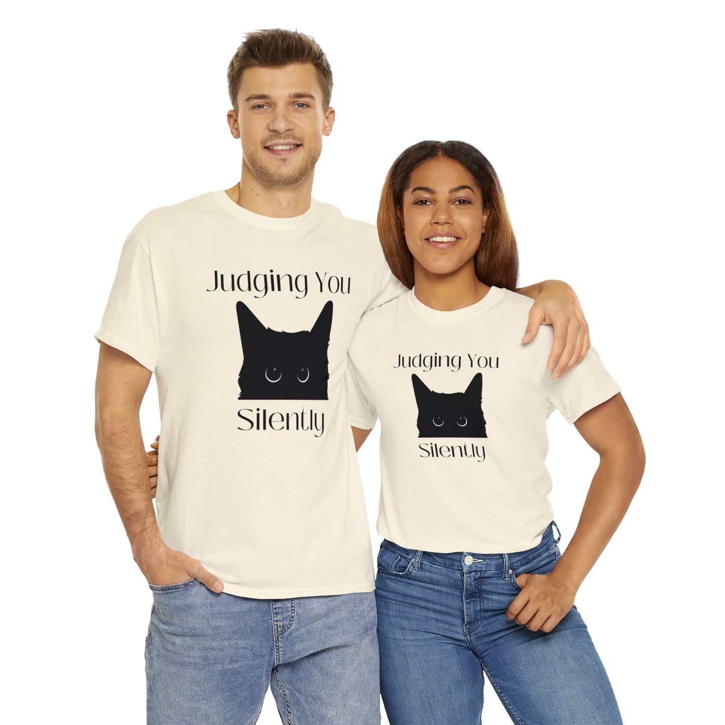 Judging You Silently Cat Unisex Heavy Cotton Tee