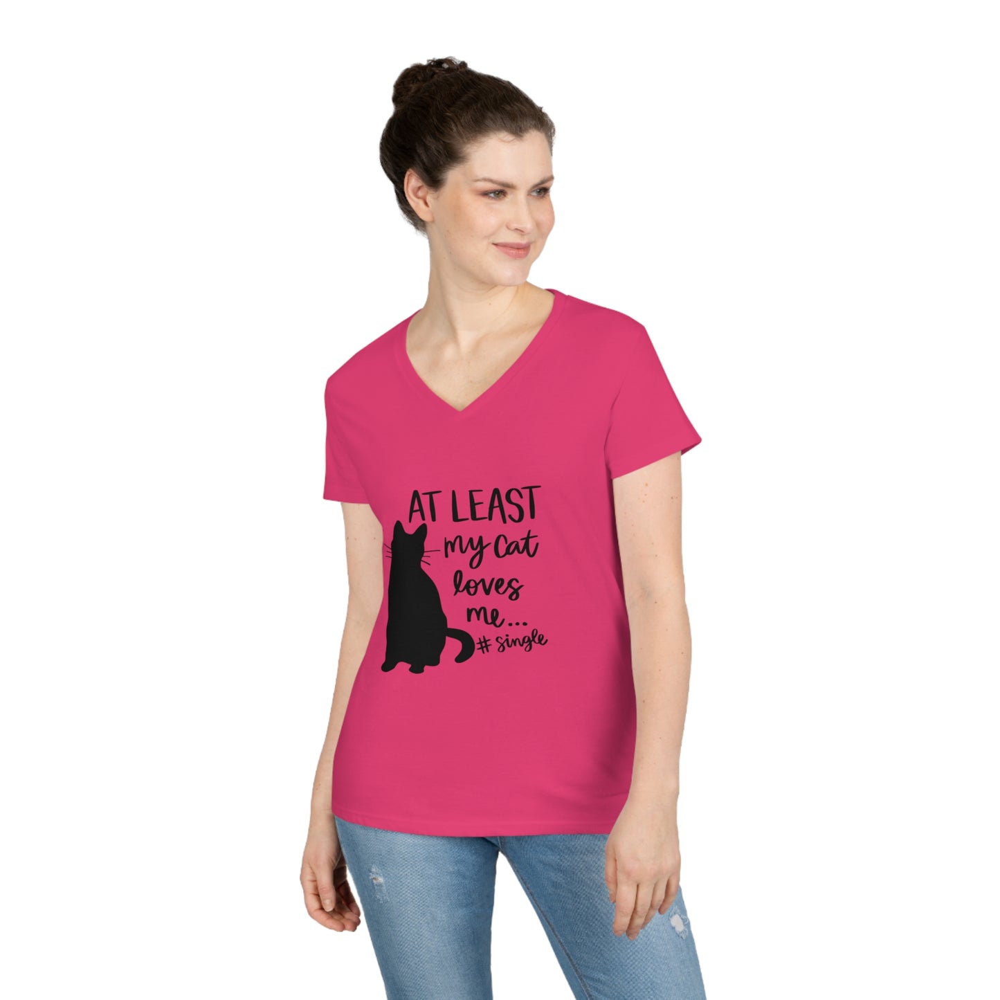 Ladies' V-Neck Cat T-Shirt