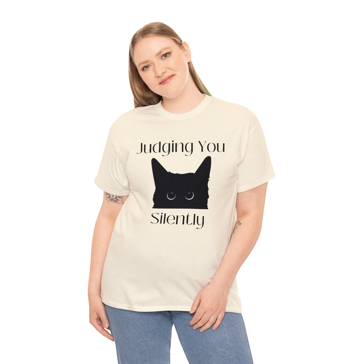 Judging You Silently Cat Unisex Heavy Cotton Tee