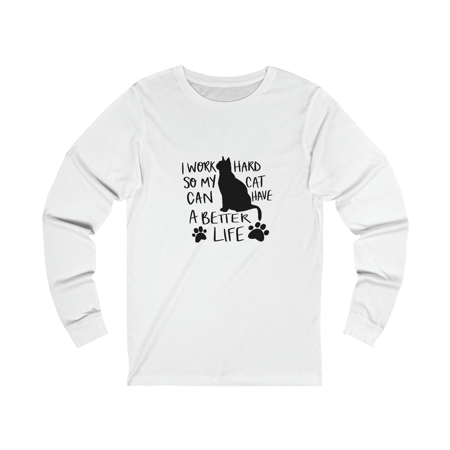 Unisex Jersey Long Sleeve Cat Tee