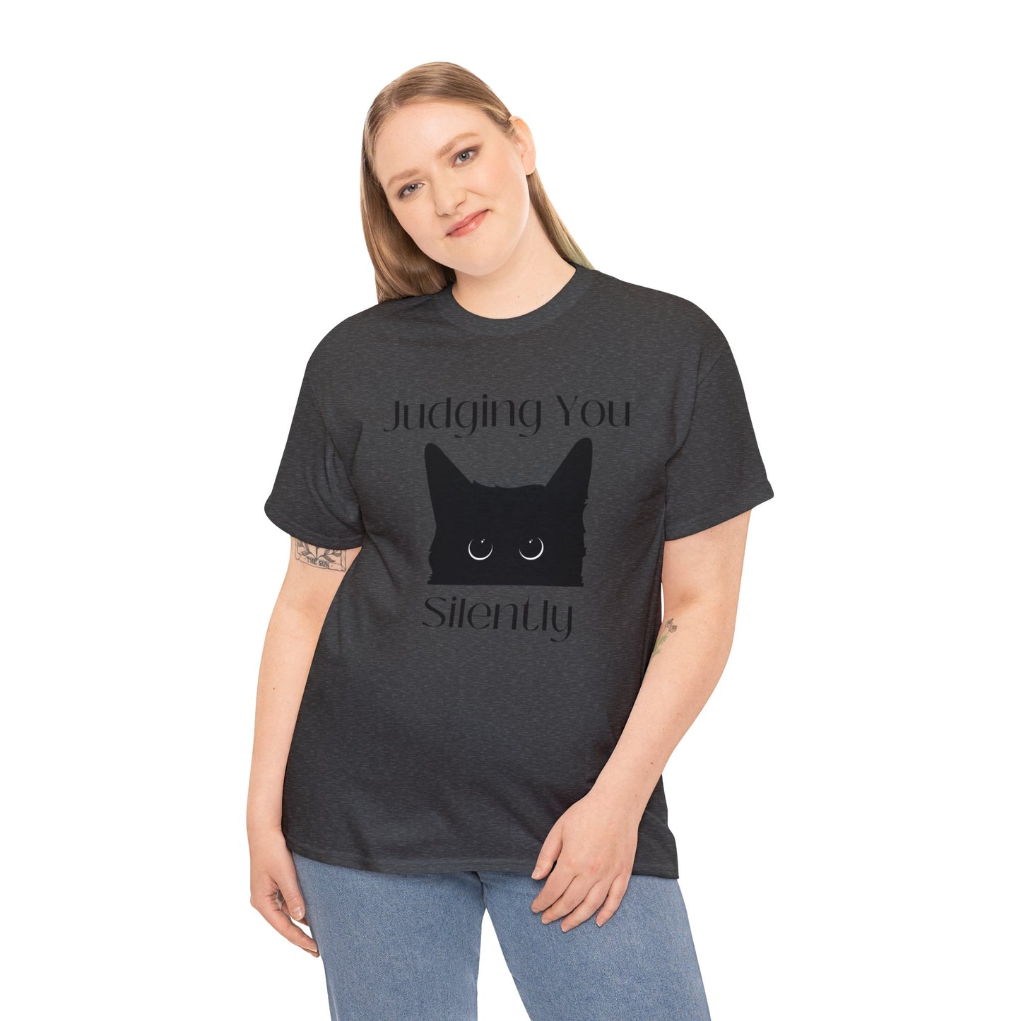 Judging You Silently Cat Unisex Heavy Cotton Tee