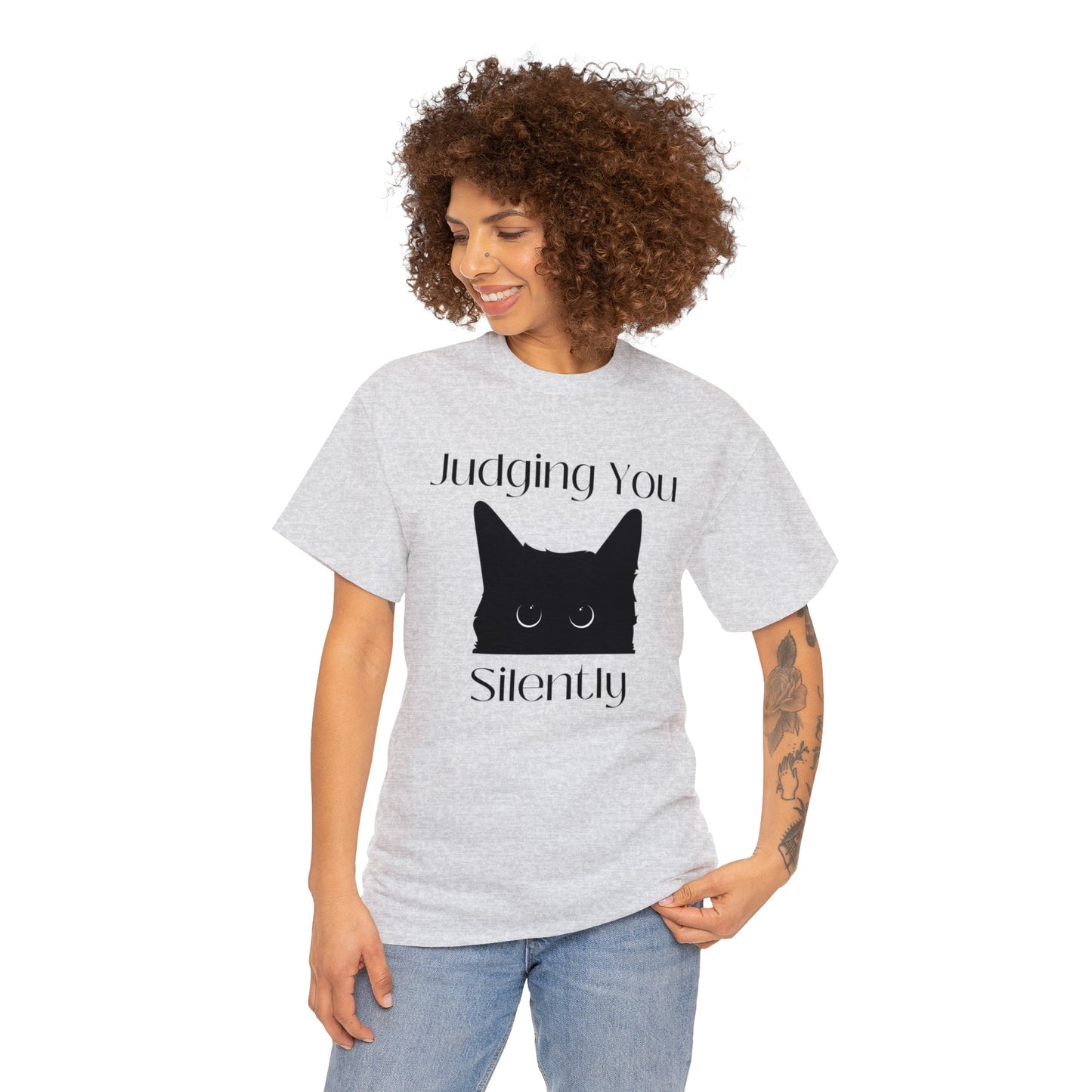 Judging You Silently Cat Unisex Heavy Cotton Tee