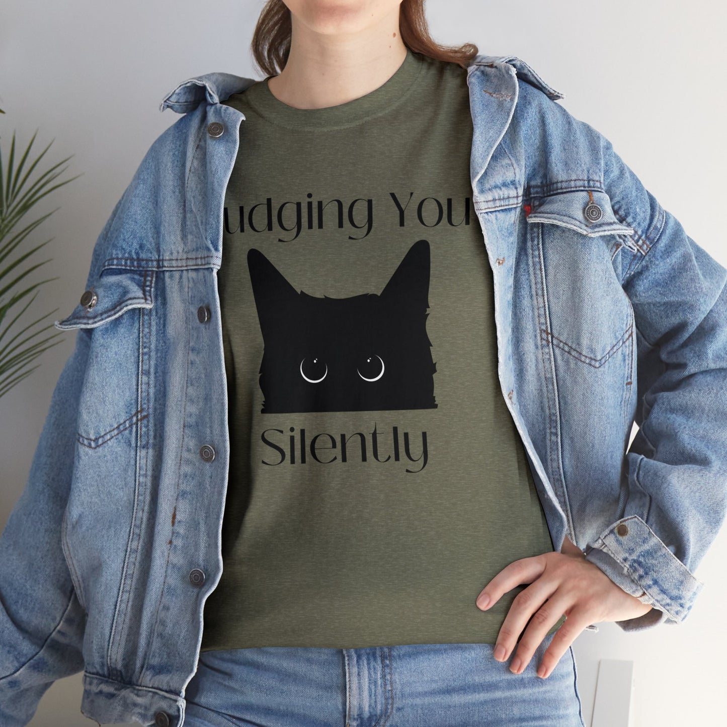 Judging You Silently Cat Unisex Heavy Cotton Tee