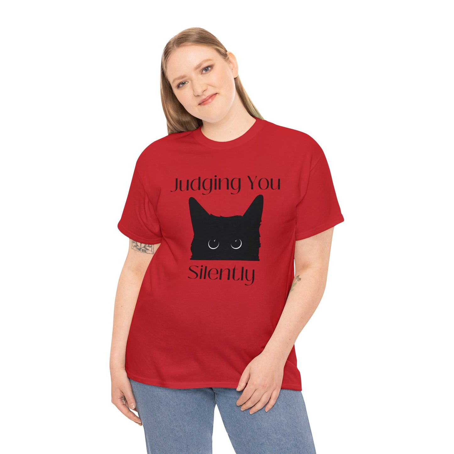 Judging You Silently Cat Unisex Heavy Cotton Tee