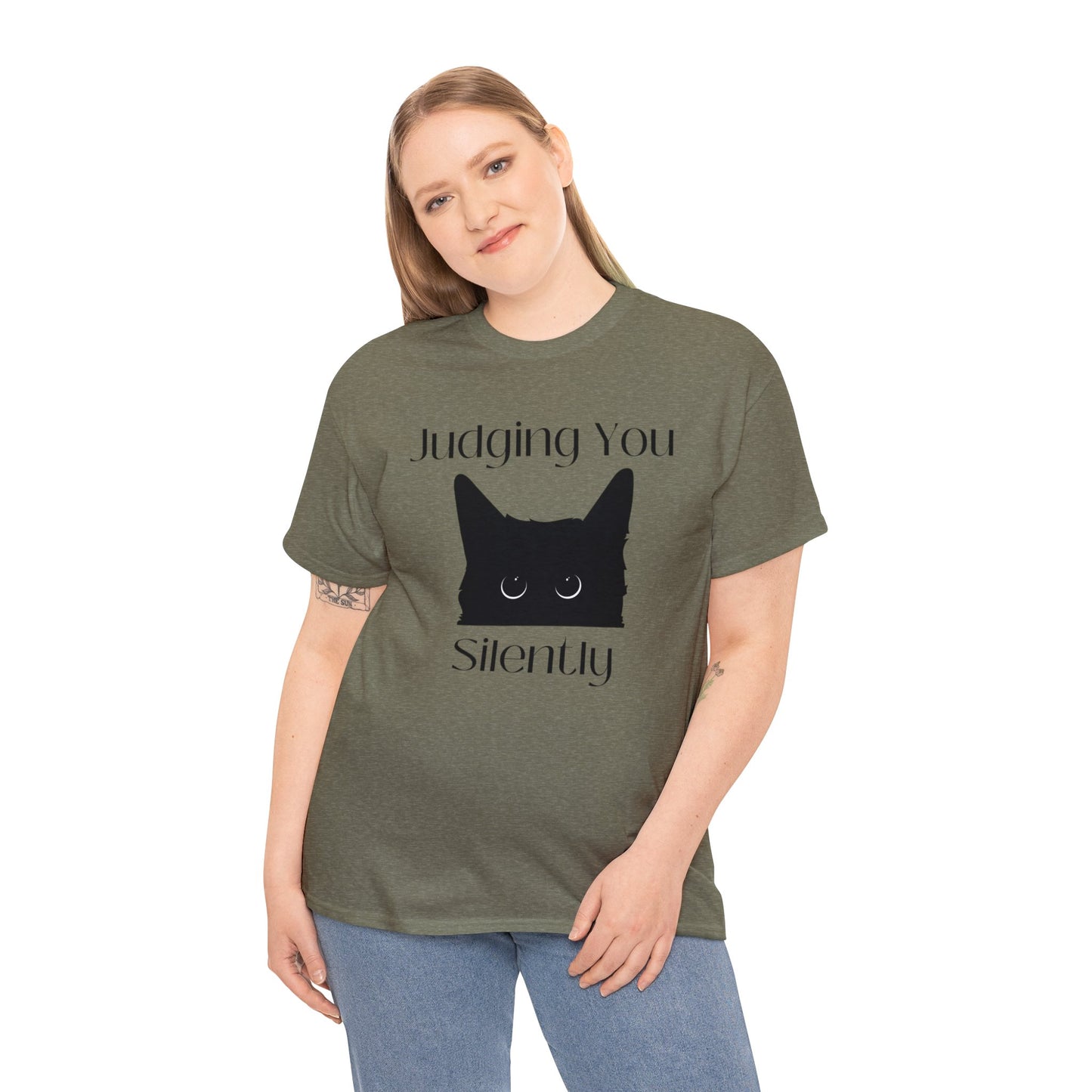 Judging You Silently Cat Unisex Heavy Cotton Tee