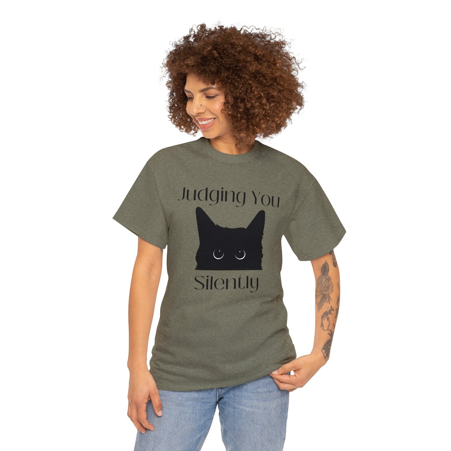 Judging You Silently Cat Unisex Heavy Cotton Tee