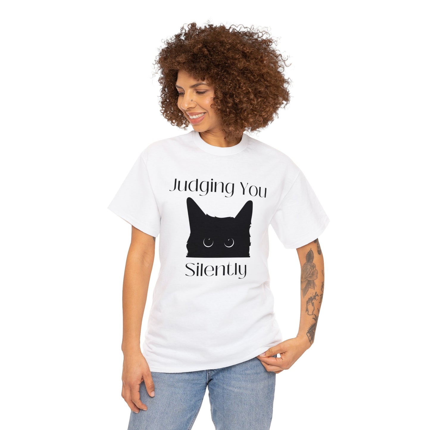 Judging You Silently Cat Unisex Heavy Cotton Tee