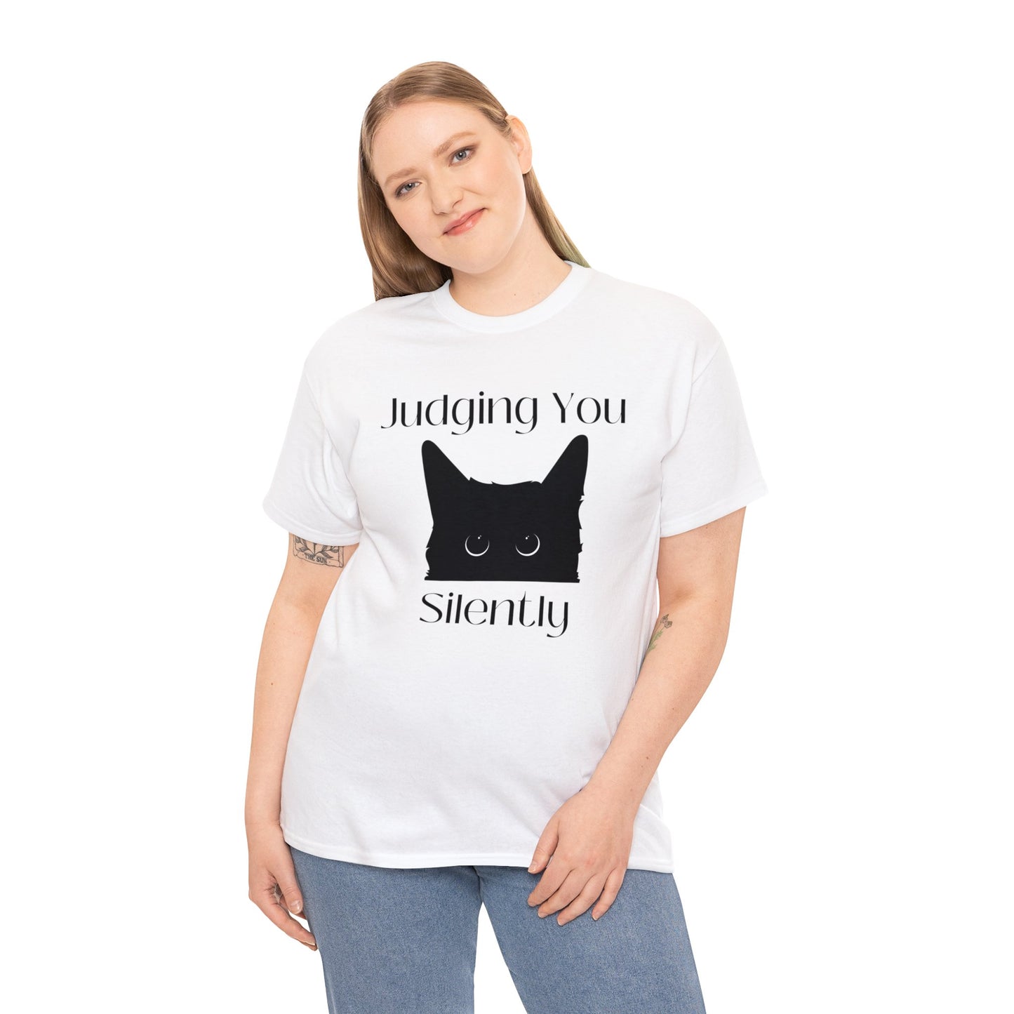 Judging You Silently Cat Unisex Heavy Cotton Tee