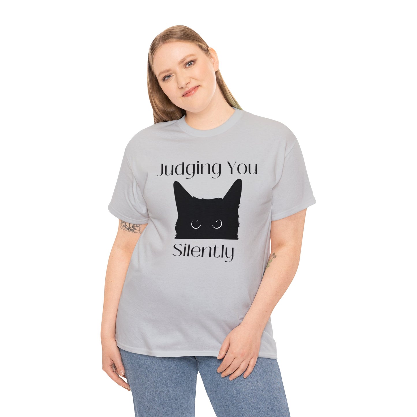 Judging You Silently Cat Unisex Heavy Cotton Tee