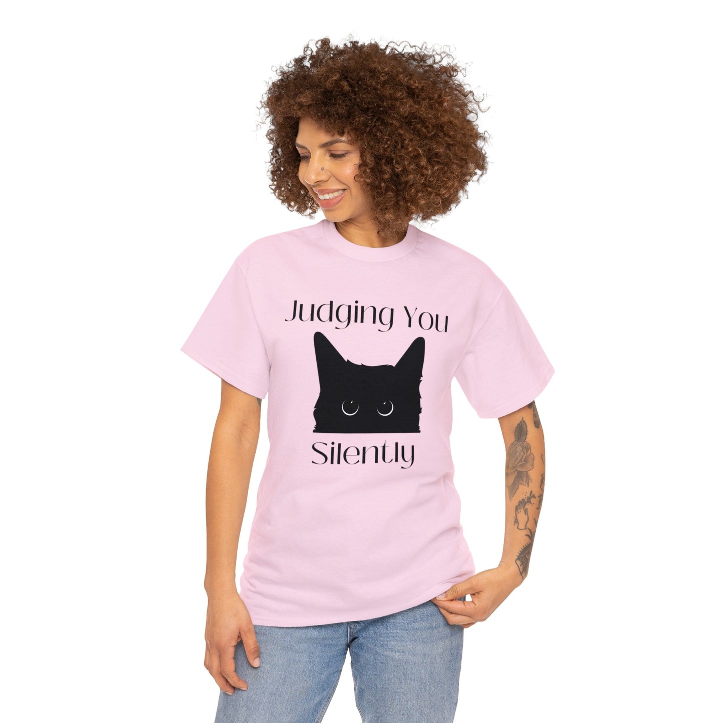 Judging You Silently Cat Unisex Heavy Cotton Tee