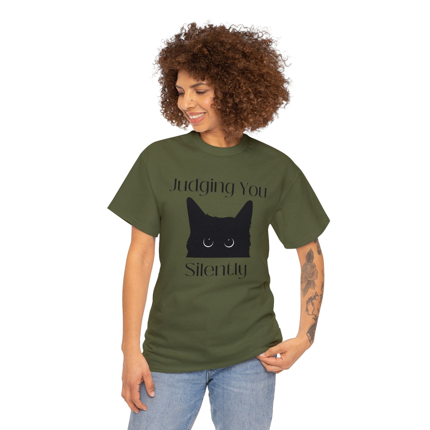 Judging You Silently Cat Unisex Heavy Cotton Tee