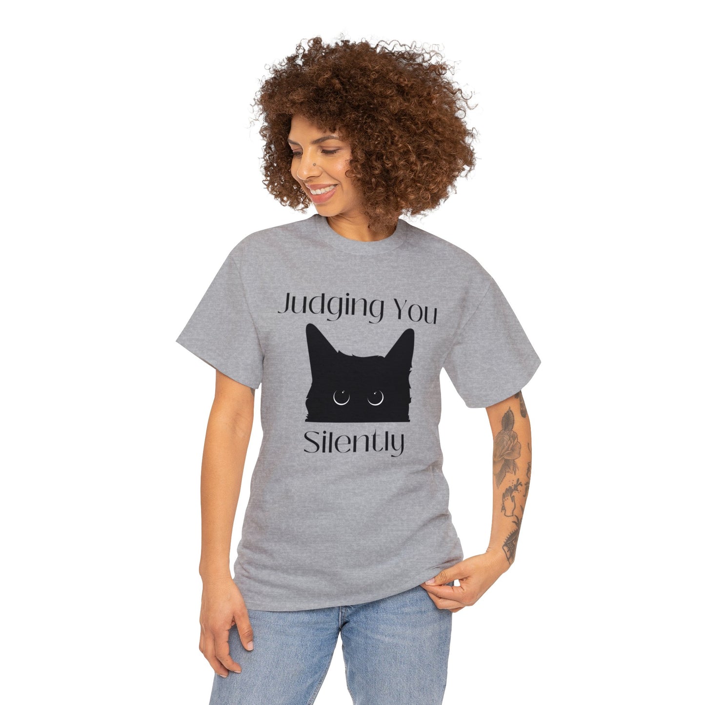 Judging You Silently Cat Unisex Heavy Cotton Tee