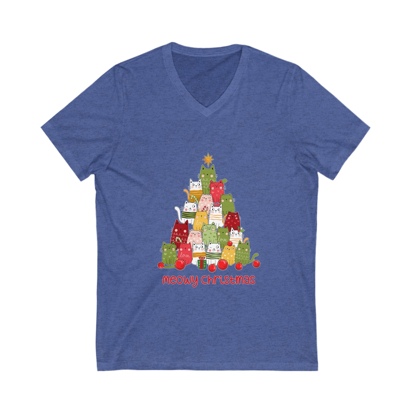 Meowy Christmas Unisex Jersey Short Sleeve V-Neck Tee