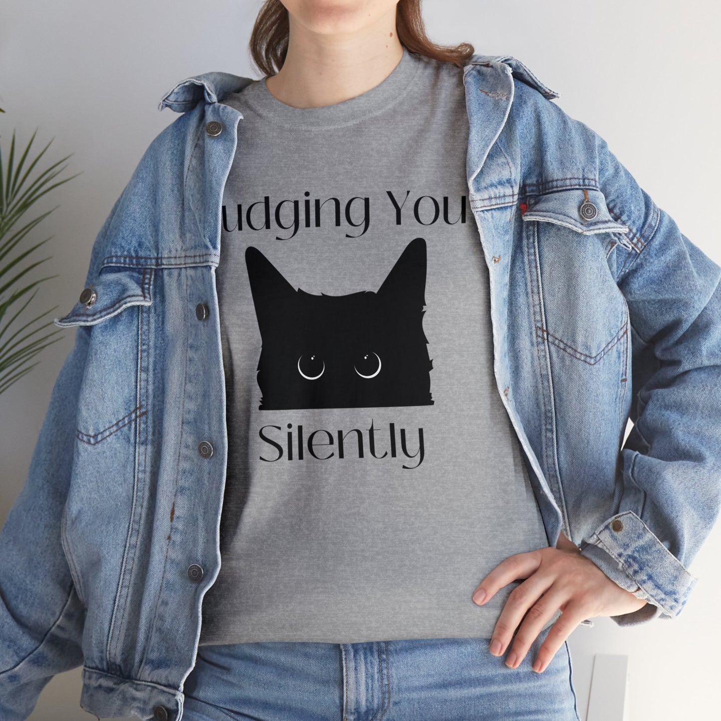 Judging You Silently Cat Unisex Heavy Cotton Tee