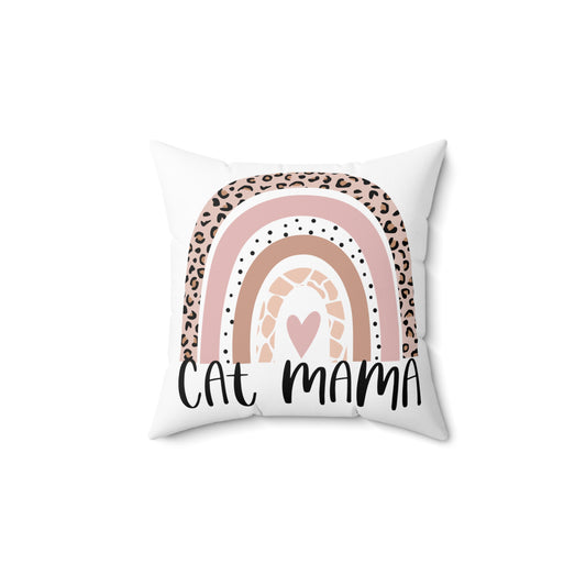 Cat Mama Spun Polyester Square Pillow