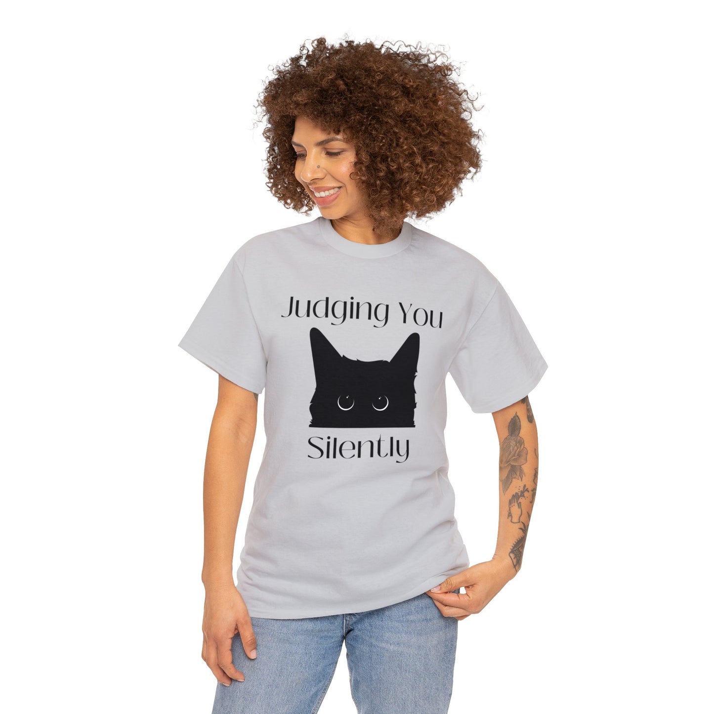 Judging You Silently Cat Unisex Heavy Cotton Tee