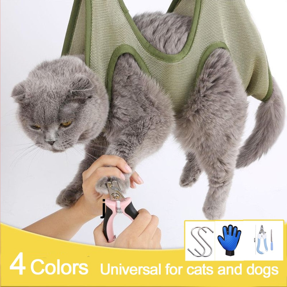 Cat Grooming Restraint Bag Pet Hammock Hanging Pet Supplies Set